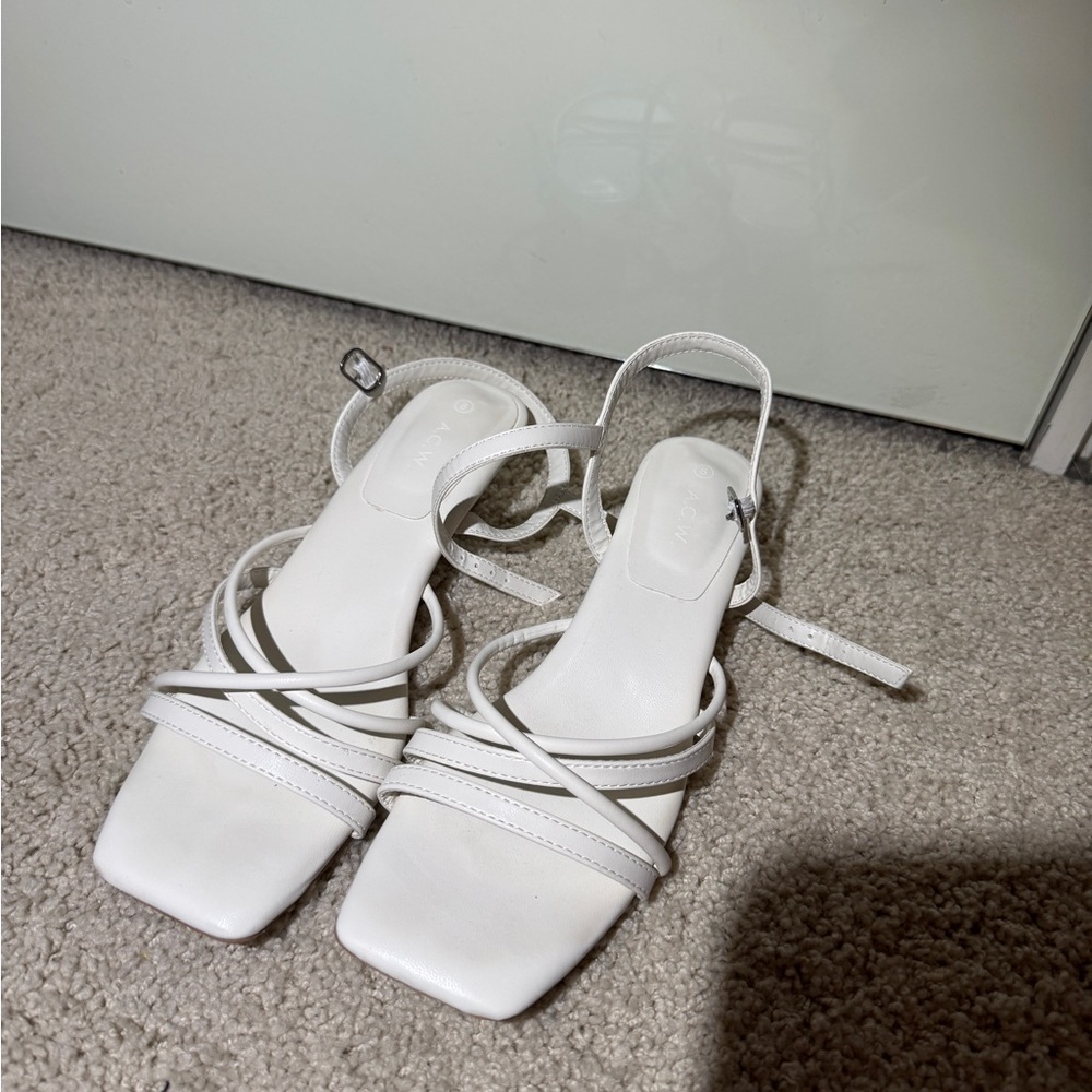 White Strappy Kitten Heels